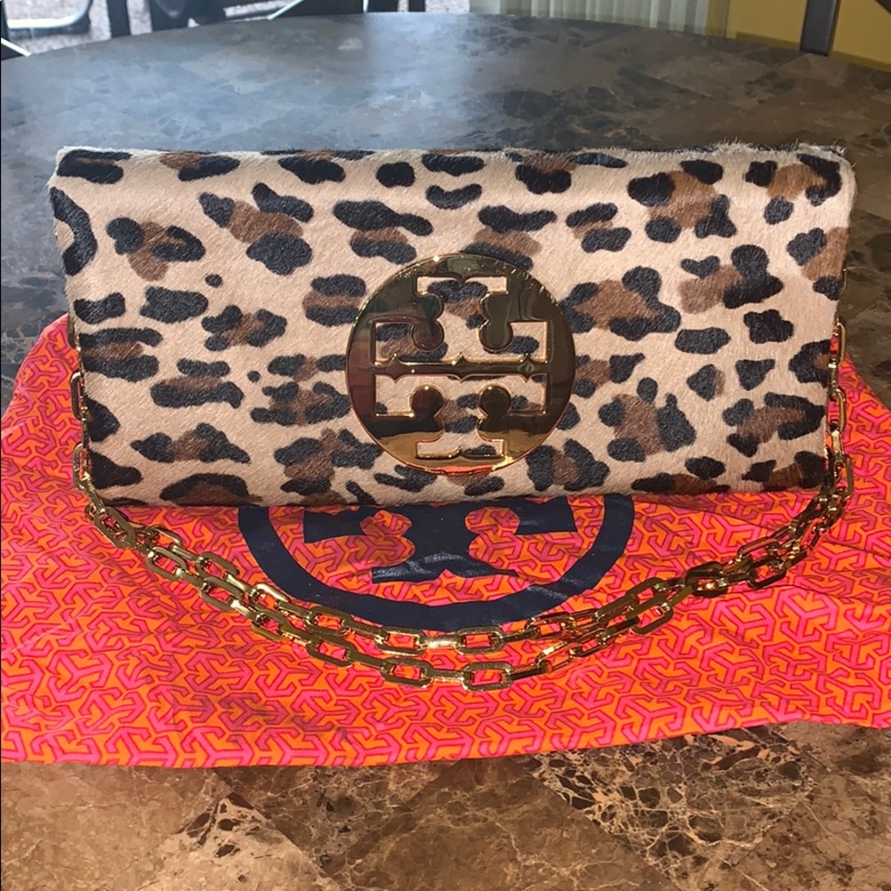 Tory Burch Reva leopard clutch